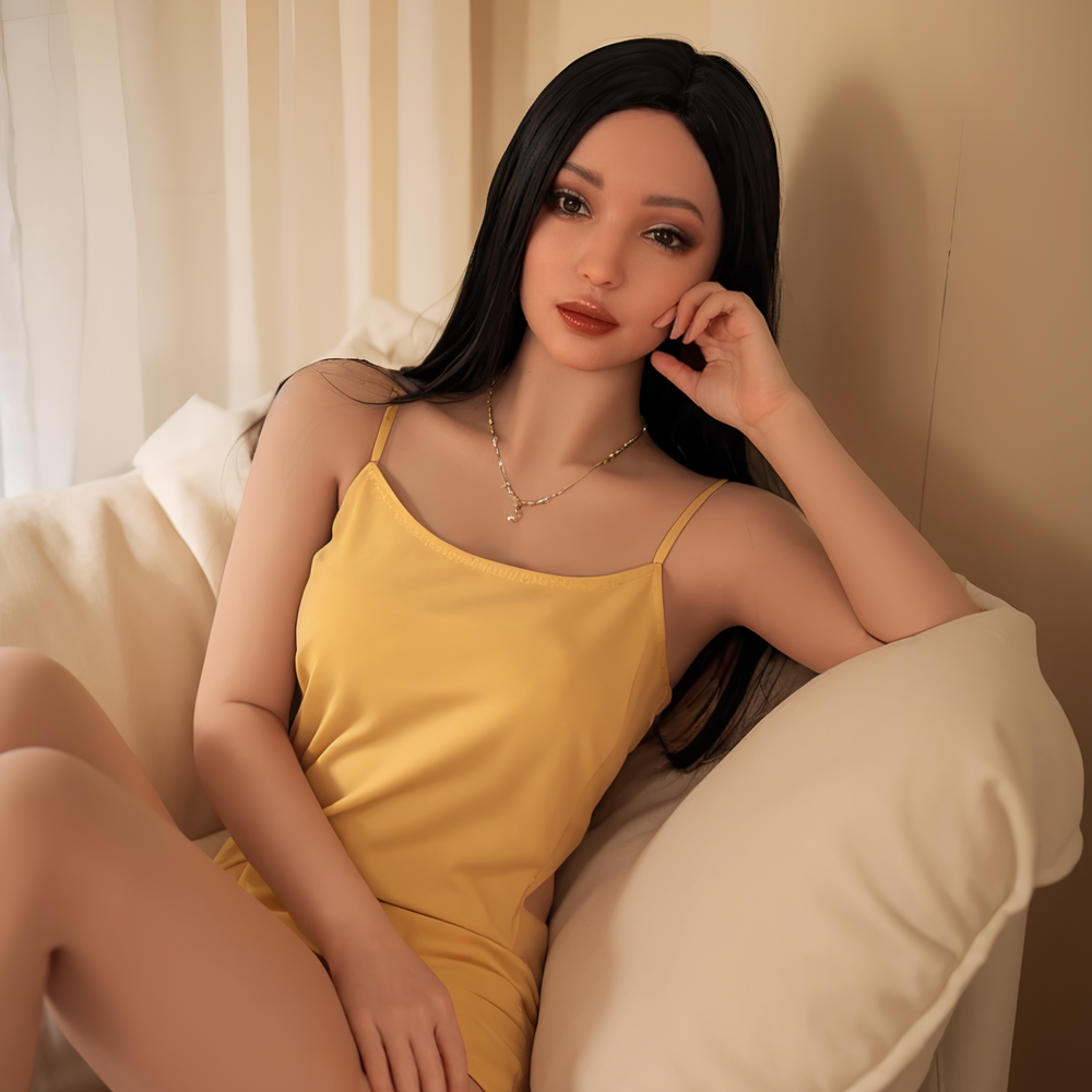 166cm/5ft5 Skinny Silicone Head Black Sex Doll - Connie