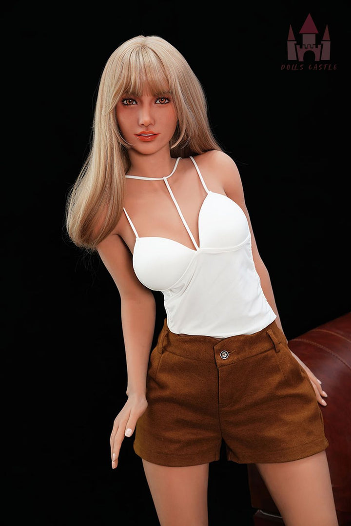 Dolls Castle | 163cm/5ft4 Small Breasts Charming Blonde Skinny Lifelike Full TPE Sex Doll - Leilani (In Stock US)