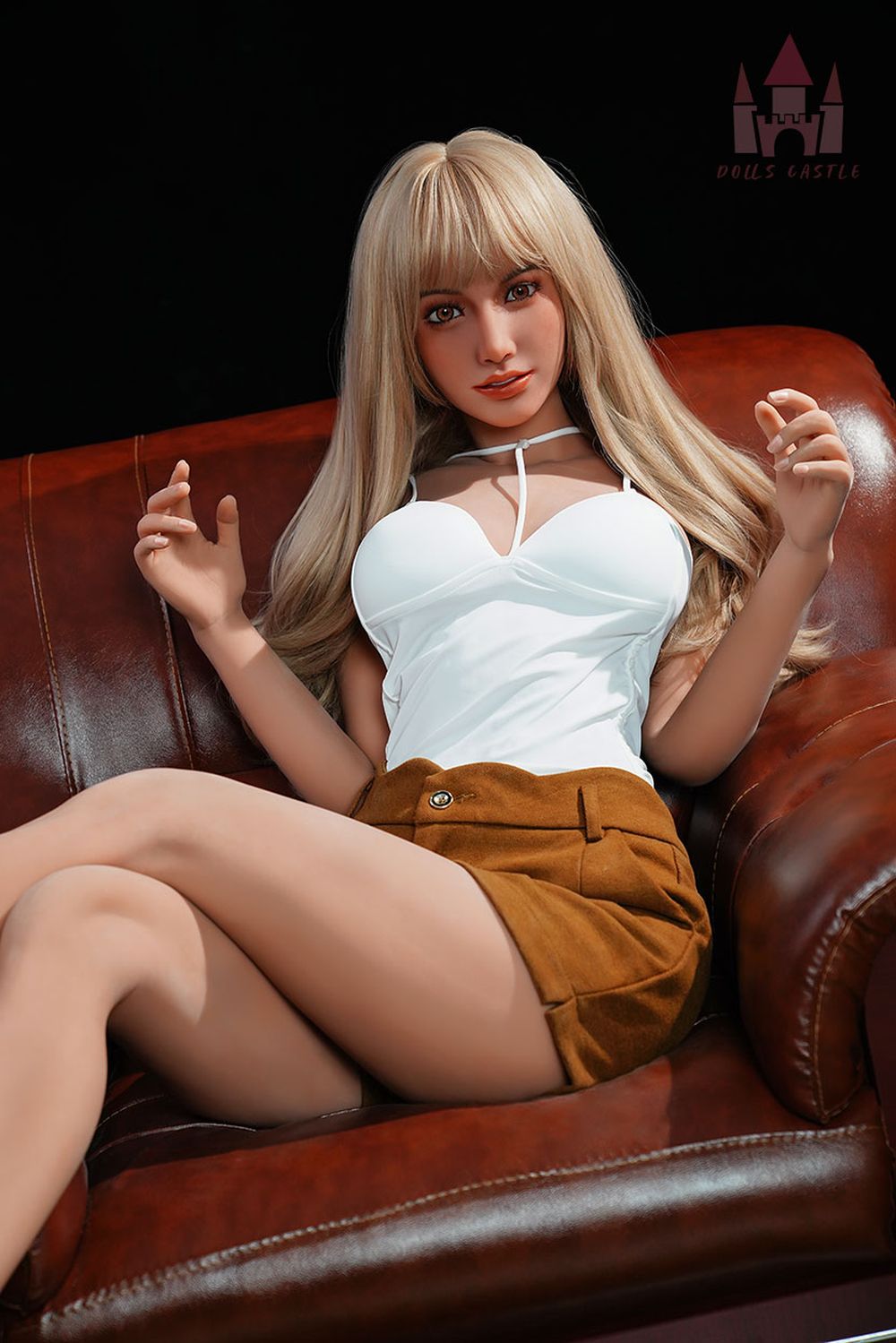 Dolls Castle | 163cm/5ft4 Small Breasts Charming Blonde Skinny Lifelike Full TPE Sex Doll - Leilani (In Stock US)