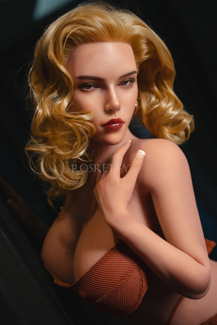 Rosretty | 162cm/5ft4 Big Breasts Elegant Blonde Silicone Head Realistic Sex Doll - Griselda