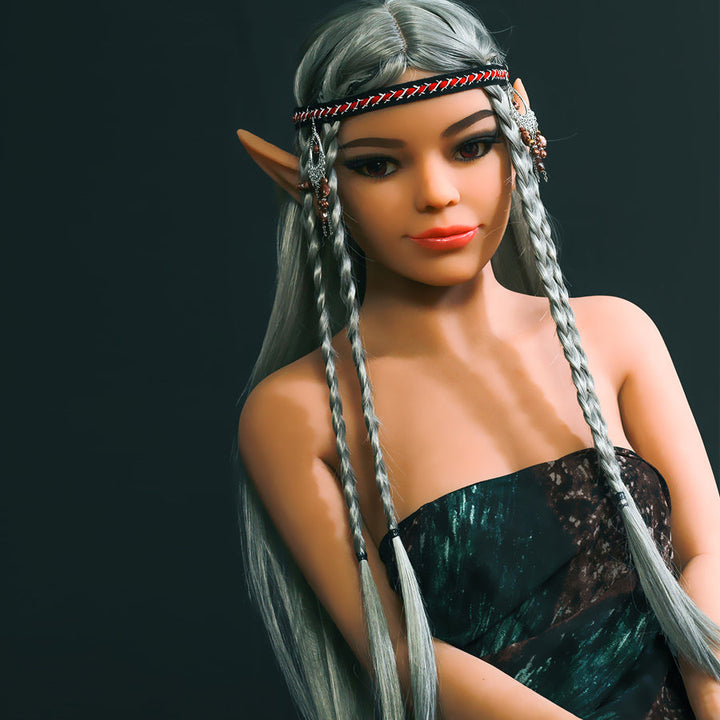 5ft1(155cm) Ultra  Flat Chest Elf Sex Doll With Gray Hair - Fontaine