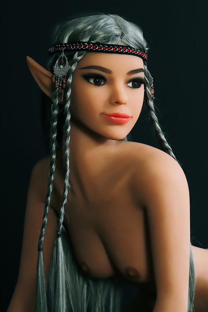 5ft1(155cm) Ultra  Flat Chest Elf Sex Doll With Gray Hair - Fontaine