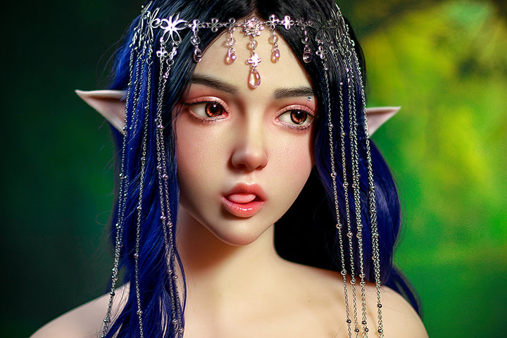 Movable Jaw Elf Ears Silicone Head Sex Doll Ophelia 162cm M8#